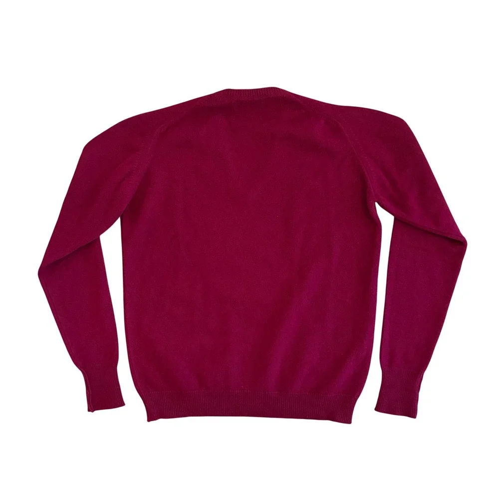 Westaway & Westaway 100% Cashmere Sweater Mens M V-Neck Made in Scotland Maroon - Picture 2 of 7